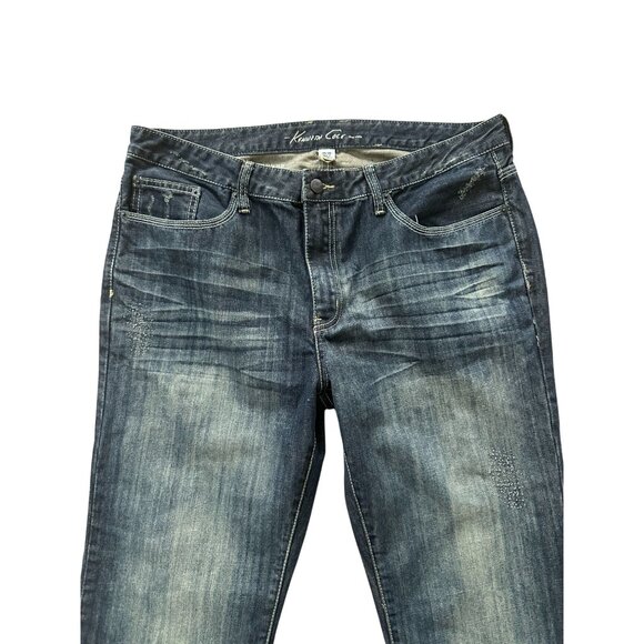 KENNETH COLE Dark Wash Distressed Straight Leg Jeans Size 36 X 30 - Picture 4 of 15